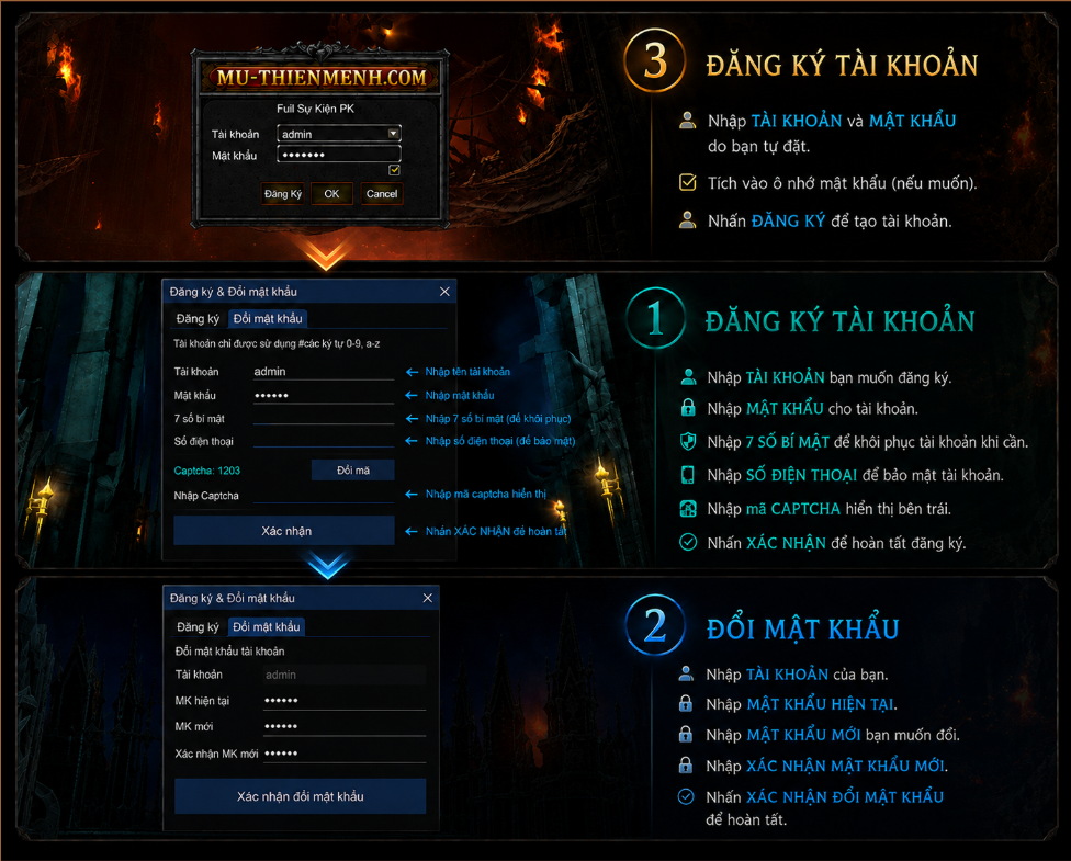 Hướng dẫn đăng ký tài khoản trong game